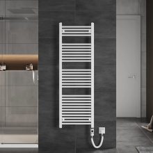 HD Standard White 1400x500 mm egyenes elektromos törölközőszárító radiátor 400W-os fűtőpatronnal, fényes fehér