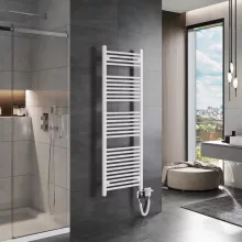 HD Standard White 1400x500 mm egyenes smart elektromos törölközőszárító radiátor 400W-os wifi-s fűtőpatronnal, fényes fehér