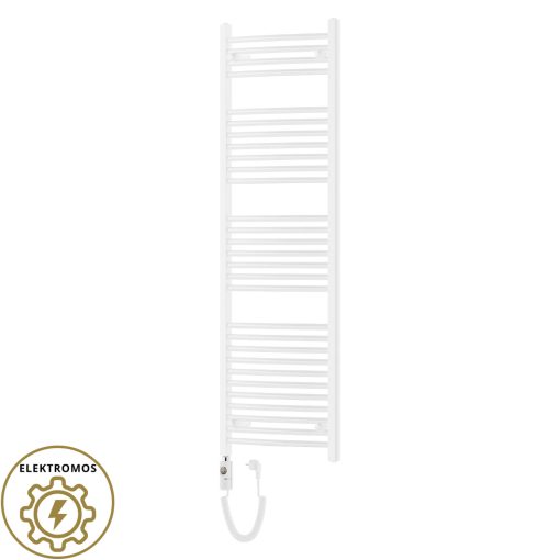 HD Standard White 1400x500 mm íves elektromos törölközőszárító radiátor 400W-os fűtőpatronnal, fényes fehér