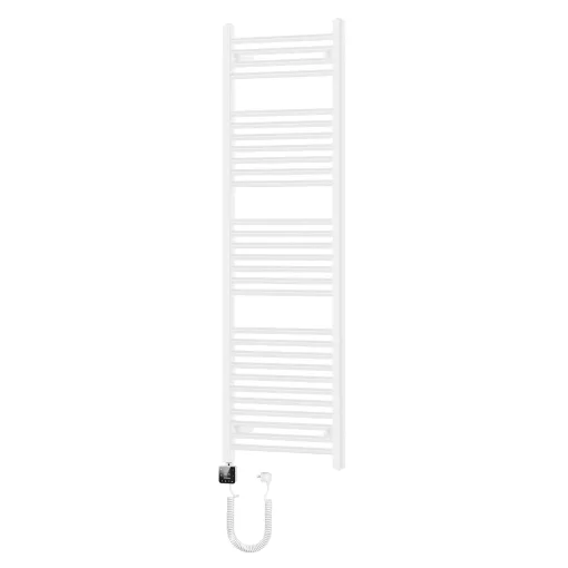 HD Standard White 1400x500 mm íves smart elektromos törölközőszárító radiátor 400W-os wifi-s fűtőpatronnal, fényes fehér