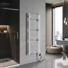 HD Standard White 1400x500 mm íves smart elektromos törölközőszárító radiátor 400W-os wifi-s fűtőpatronnal, fényes fehér