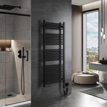 HD Standard Black 1400x600 mm egyenes elektromos törölközőszárító radiátor 600W-os fűtőpatronnal, matt fekete