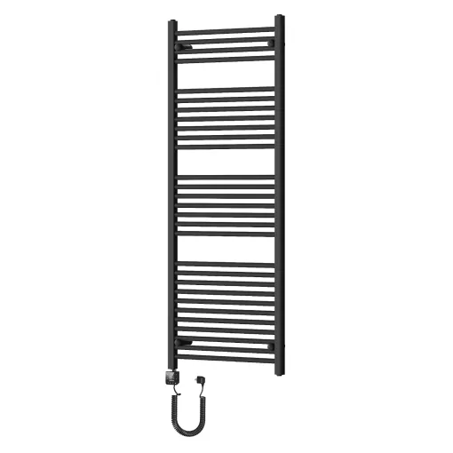 HD Standard Black 1400x600 mm egyenes smart elektromos törölközőszárító radiátor 600W-os wifi-s fűtőpatronnal, matt fekete