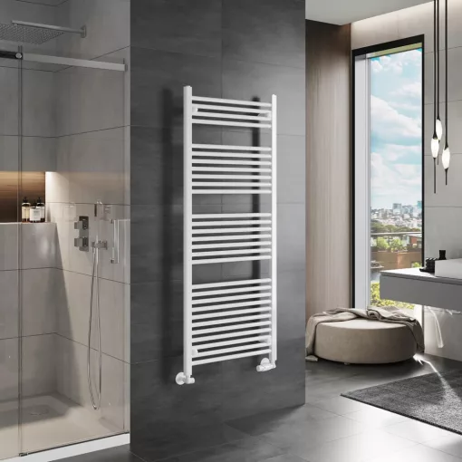 HD Standard White 1400x600 mm egyenes törölközőszárító radiátor, fényes fehér