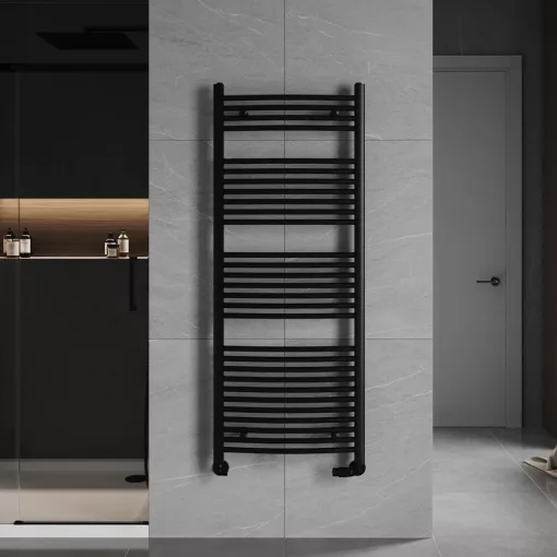 HD Standard Black 1400x600 mm íves törölközőszárító radiátor, matt fekete