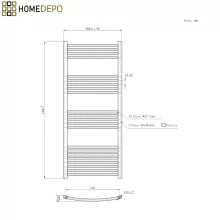 HD Standard Black 1400x600 mm íves törölközőszárító radiátor, matt fekete