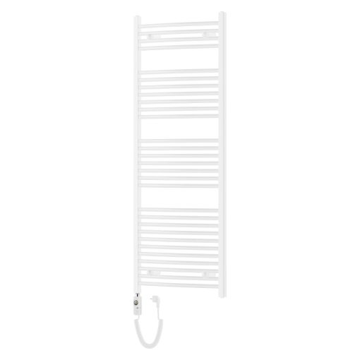 HD Standard White 1400x600 mm íves elektromos törölközőszárító radiátor 600W-os fűtőpatronnal, fényes fehér