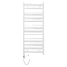 HD Standard White 1400x600 mm íves elektromos törölközőszárító radiátor 600W-os fűtőpatronnal, fényes fehér