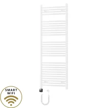 HD Standard White 1400x600 mm íves smart elektromos törölközőszárító radiátor 600W-os wifi-s fűtőpatronnal, fényes fehér