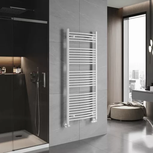 HD Standard White 1400x600 mm íves törölközőszárító radiátor, fényes fehér