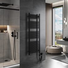 HD Standard Black 1600x500 mm egyenes elektromos törölközőszárító radiátor 600W-os fűtőpatronnal, matt fekete