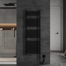 HD Standard Black 1600x500 mm egyenes elektromos törölközőszárító radiátor 600W-os fűtőpatronnal, matt fekete