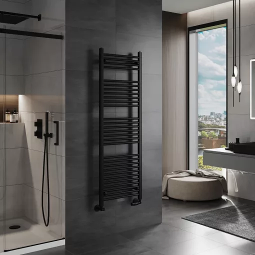 HD Standard Black 1600x500 mm egyenes törölközőszárító radiátor, matt fekete