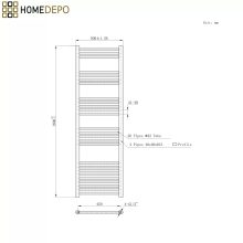 HD Standard Gold 1600x500 mm egyenes elektromos törölközőszárító radiátor 600W-os fűtőpatronnal, fényes arany