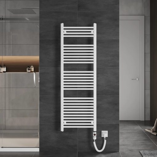 HD Standard White 1600x500 mm egyenes elektromos törölközőszárító radiátor 600W-os fűtőpatronnal, fényes fehér