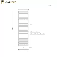 HD Standard White 1600x500 mm egyenes törölközőszárító radiátor, fényes fehér