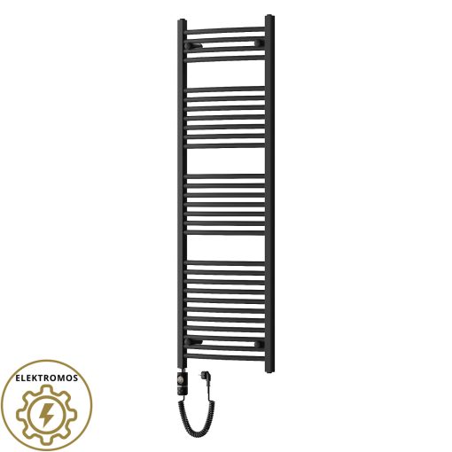 HD Standard Black 1600x500 mm íves elektromos törölközőszárító radiátor 600W-os fűtőpatronnal, matt fekete