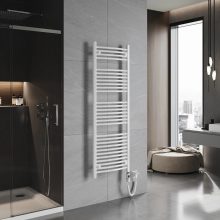 HD Standard White 1600x500 mm íves elektromos törölközőszárító radiátor 600W-os fűtőpatronnal, fényes fehér
