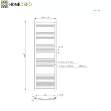 HD Standard White 1600x500 mm íves smart elektromos törölközőszárító radiátor 600W-os wifi-s fűtőpatronnal, fényes fehér