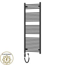 HD Standard Black 1600x600 mm egyenes elektromos törölközőszárító radiátor 900W-os fűtőpatronnal, matt fekete