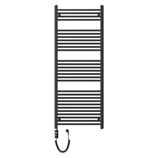 HD Standard Black 1600x600 mm egyenes elektromos törölközőszárító radiátor 900W-os fűtőpatronnal, matt fekete