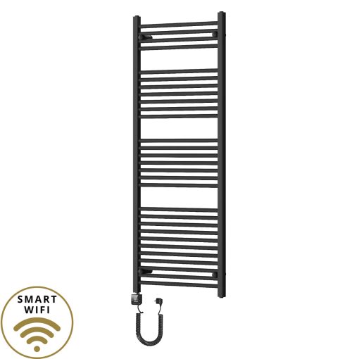 HD Standard Black 1600x600 mm egyenes smart elektromos törölközőszárító radiátor 900W-os wifi-s fűtőpatronnal, matt fekete