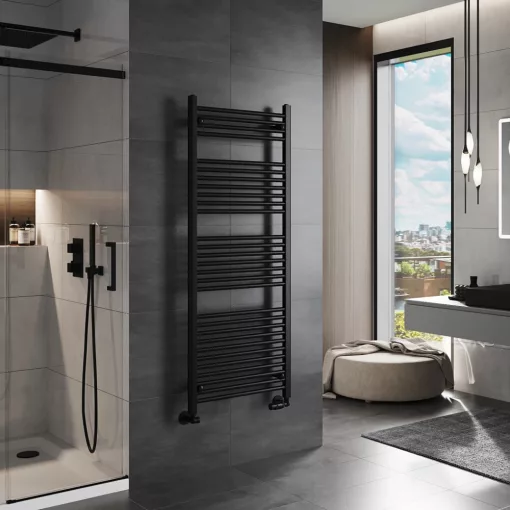 HD Standard Black 1600x600 mm egyenes törölközőszárító radiátor, matt fekete