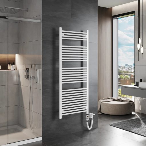 HD Standard White 1600x600 mm egyenes elektromos törölközőszárító radiátor 900W-os fűtőpatronnal, fényes fehér