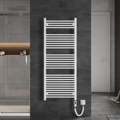 HD Standard White 1600x600 mm egyenes elektromos törölközőszárító radiátor 900W-os fűtőpatronnal, fényes fehér
