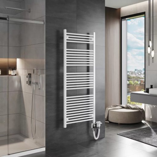 HD Standard White 1600x600 mm egyenes smart elektromos törölközőszárító radiátor 900W-os wifi-s fűtőpatronnal, fényes fehér
