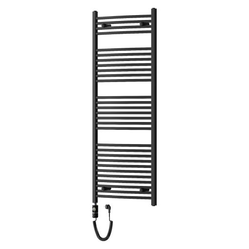 HD Standard Black 1600x600 mm íves elektromos törölközőszárító radiátor 900W-os fűtőpatronnal, matt fekete