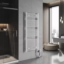 HD Standard White 1600x600 mm íves smart elektromos törölközőszárító radiátor 900W-os wifi-s fűtőpatronnal, fényes fehér