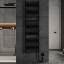 HD Standard Black 1800x500 mm egyenes elektromos törölközőszárító radiátor 900W-os fűtőpatronnal, matt fekete