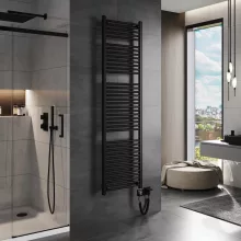 HD Standard Black 1800x500 mm egyenes smart elektromos törölközőszárító radiátor 900W-os wifi-s fűtőpatronnal, matt fekete