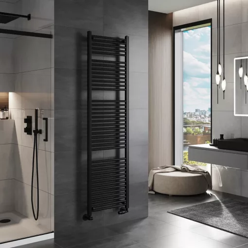 HD Standard Black 1800x500 mm egyenes törölközőszárító radiátor, matt fekete