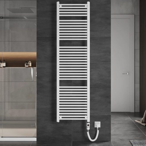 HD Standard White 1800x500 mm egyenes elektromos törölközőszárító radiátor 900W-os fűtőpatronnal, fényes fehér