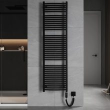 HD Standard Black 1800x500 mm íves elektromos törölközőszárító radiátor 900W-os fűtőpatronnal, matt fekete