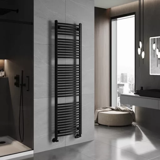 HD Standard Black 1800x500 mm íves törölközőszárító radiátor, matt fekete