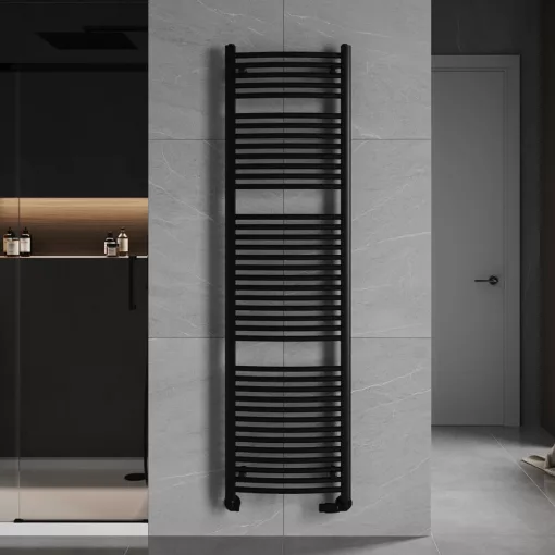 HD Standard Black 1800x500 mm íves törölközőszárító radiátor, matt fekete