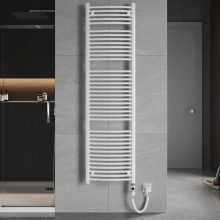 HD Standard White 1800x500 mm íves elektromos törölközőszárító radiátor 900W-os fűtőpatronnal, fényes fehér