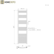 HD Standard White 1800x500 mm íves smart elektromos törölközőszárító radiátor 900W-os wifi-s fűtőpatronnal, fényes fehér