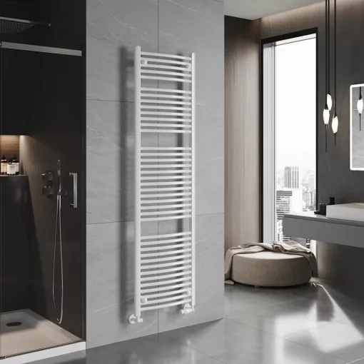 HD Standard White 1800x500 mm íves elektromos törölközőszárító radiátor, fényes fehér