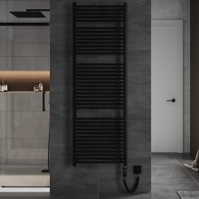 HD Standard Black 1800x600 mm egyenes elektromos törölközőszárító radiátor 900W-os fűtőpatronnal, matt fekete