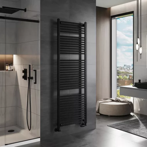 HD Standard Black 1800x600 mm egyenes törölközőszárító radiátor, matt fekete