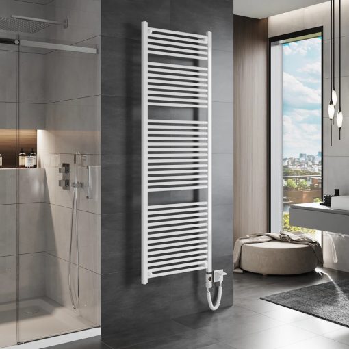 HD Standard White 1800x600 mm egyenes elektromos törölközőszárító radiátor 900W-os fűtőpatronnal, fényes fehér