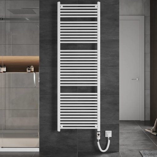 HD Standard White 1800x600 mm egyenes elektromos törölközőszárító radiátor 900W-os fűtőpatronnal, fényes fehér