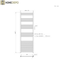 HD Standard White 1800x600 mm egyenes elektromos törölközőszárító radiátor 900W-os fűtőpatronnal, fényes fehér