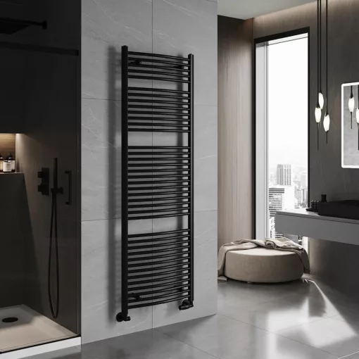 HD Standard Black 1800x600 mm íves törölközőszárító radiátor, matt fekete