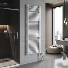 HD Standard White 1800x600 mm íves elektromos törölközőszárító radiátor 900W-os fűtőpatronnal, fényes fehér