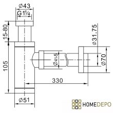 HD Rounded fényes fehér szifon mosdószifon